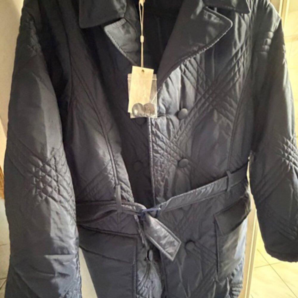 Tory Burch Jordana Dark Navy Quilted Coat 14 - Picture 7 of 8
